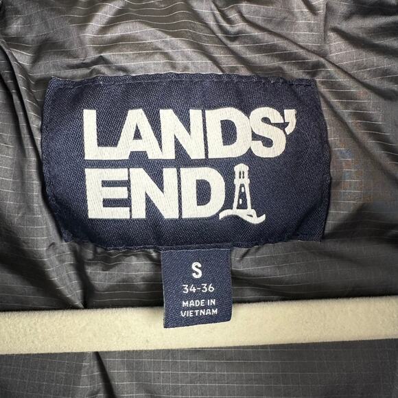 Lands' End Men's Down Wide Channel Parka Puffer Jacket Coat Green Small - Picture 12 of 16